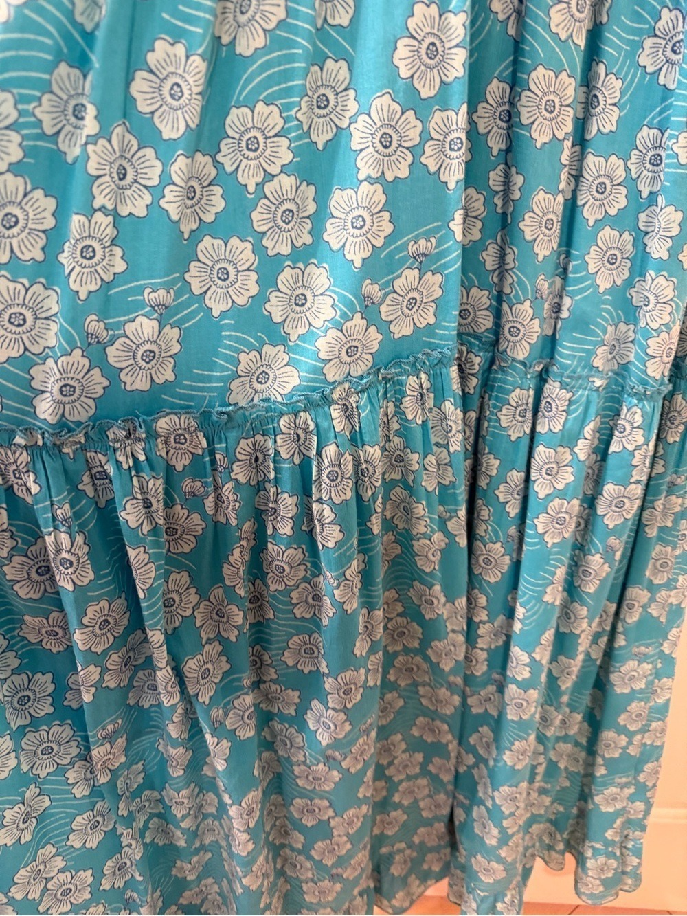 Ro’s Garden Blue Hawaii Floral V-Neck Spaghetti Strap Maxi Dress - Picture 6 of 9